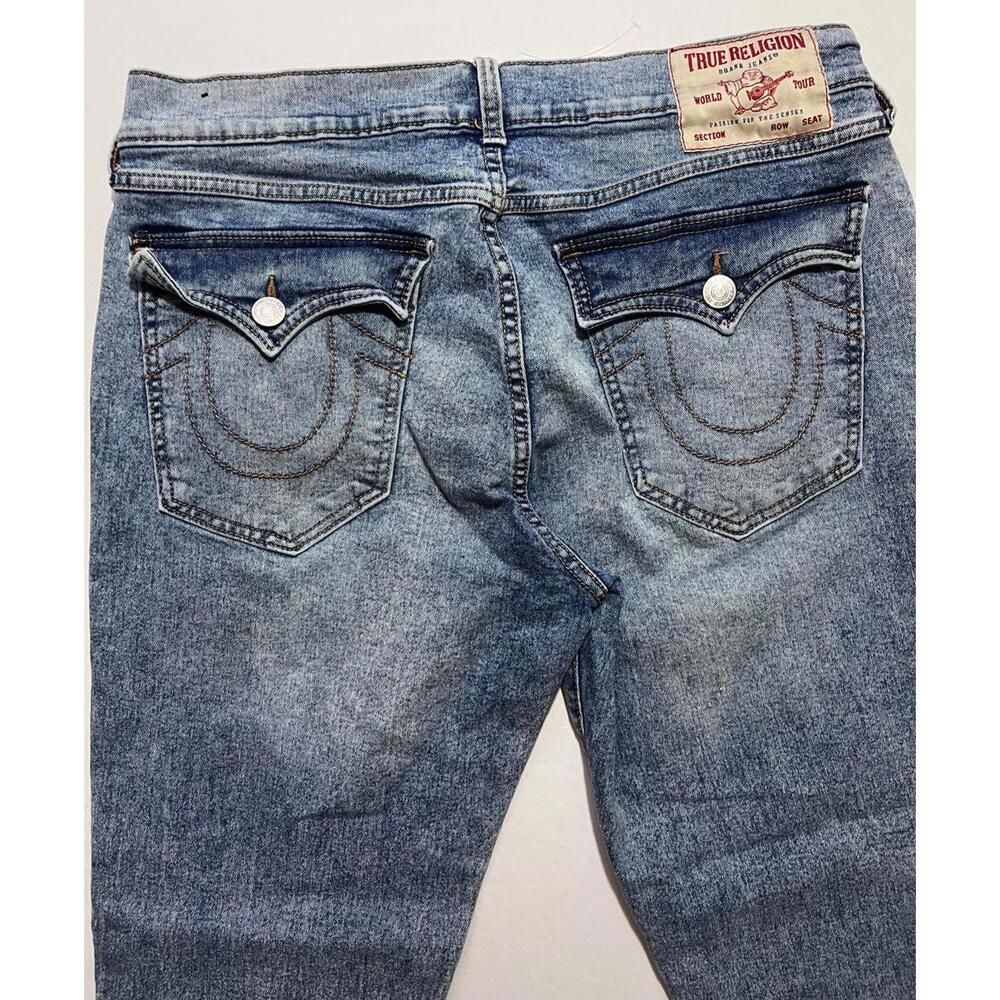 True Religion Geno Men's Jeans 34x30 Light‎ Wash Relaxed Slim Denim